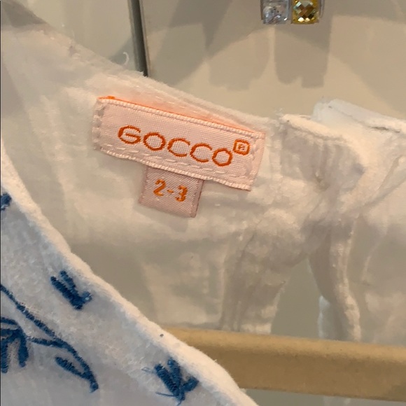 White Summer Dress w/Blue Leaves by Gocco - Picture 3 of 7